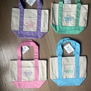 Trader Joe's Mini Pastel Canvas Tote Bag Set - 4 Pc - NWT